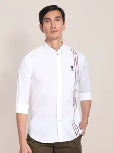 U.S. Polo Assn. Engineered Striped Pure Cotton Casual Shirt