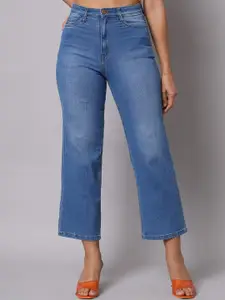 GUTI Women Flared High-Rise Light Fade Stretchable Cotton Jeans