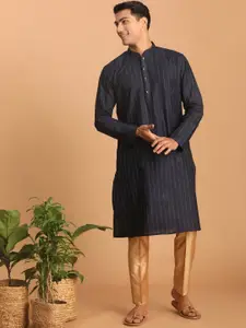 VASTRAMAY Striped Mandarin Collar Kurta With Pyjamas