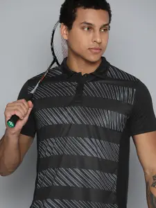 HRX by Hrithik Roshan Rapid-Dry Striped Polo Collar Sports T-shirt