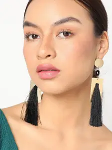 SOHI Gold Plated Contemporary Drop Earrings