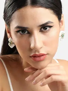 SOHI Gold Plated Contemporary Drop Earrings