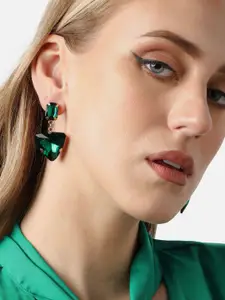 SOHI Gold-Plated Contemporary Drop Earrings