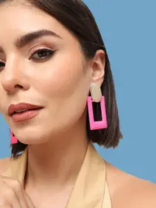 SOHI Gold-Plated Geometric Drop Earrings