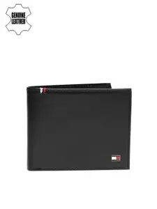 Tommy Hilfiger Men Black Solid Two Fold Leather Wallet