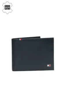 Tommy Hilfiger Men Navy Blue Solid Two Fold Leather Wallet