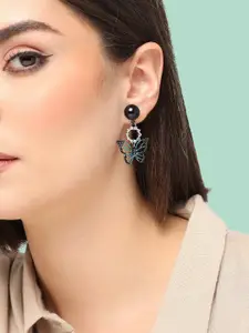 SOHI Silver-Plated Contemporary Drop Earrings