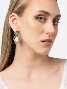 SOHI Gold-Plated Sqaure Drop Earrings