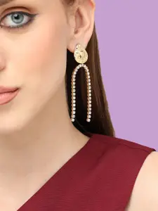 SOHI Gold-Plated Contemporary Drop Earrings