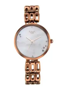 Titan Women Brass Mother Of Pearl Dial & Bracelet Style Straps Analogue Watch NQ2659QM01