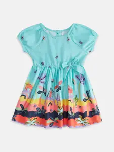 Pantaloons Baby Infant Girls Round Neck Floral Printed Cotton Fit & Flare Dress