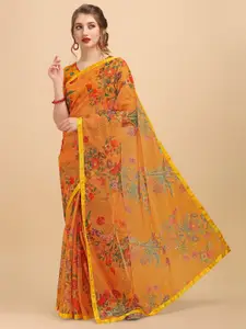 Sangria Floral Lace Silk Saree With Embroidered Blouse