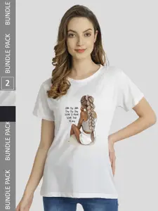 CHOZI Pack Of 2 Printed Bio Finish Running Cotton T-shirt