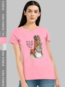 CHOZI Pack Of 2 Graphic Printed Bio Finish Cotton T-shirt