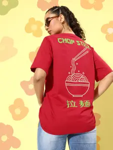 DILLINGER Women Graphic Printed Oversized T-shirt