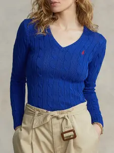 Polo Ralph Lauren Cable-Knitted Cotton V-Neck Sweater