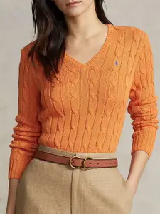 Polo Ralph Lauren Cotton Cable-Knitted V-Neck Sweater