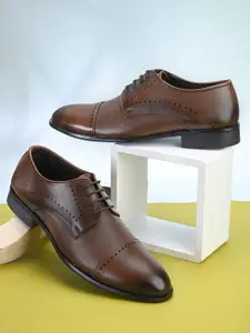 House of Pataudi Men Textured Formal Lace-Up Derbys