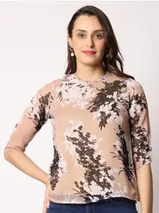 Vastraa Fusion Floral Printed Round Neck Georgette Top