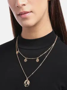 OOMPH World Globe Medalion Layered Necklace