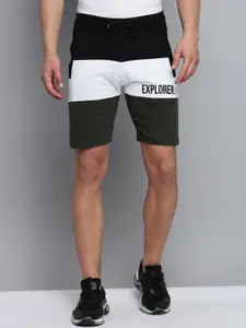 SHOWOFF Men Colourblocked Cotton Mid-Rise Sports Shorts