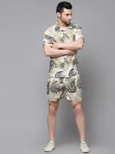 Rigo Palm Leaves Printed Slim Fit Shirt & Shorts Co-Ords