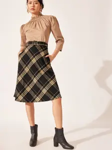 The Label Life Pure Cotton Monochrome Flannel A-Line Skirt