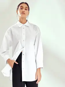The Label Life Drop-Shoulder Sleeves Spread Collar Cotton Casual Shirt