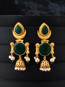 Silvermerc Designs Gold-Plated Contemporary Jhumkas Earrings