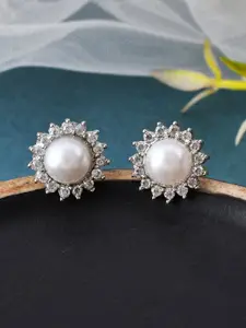 Silvermerc Designs Silver-Plated Contemporary Studs Earrings