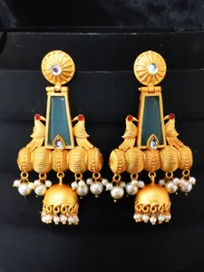 Silvermerc Designs Gold-Plated Contemporary Jhumkas Earrings