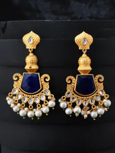 Silvermerc Designs Gold-Plated Contemporary Kundan Drop Earrings