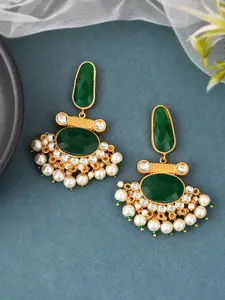 Silvermerc Designs Gold-Plated Contemporary Kundan Drop Earrings