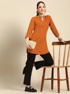 Sangria Printed Mandarin Collar Kurti