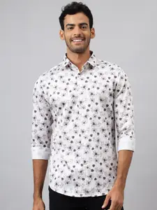 MR BUTTON Slim Fit Floral Printed Cotton Casual Shirt