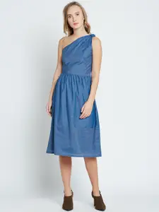 Marie Claire Women Navy Blue Solid A-Line Dress