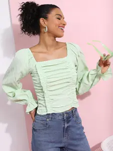 Tokyo Talkies Square Neck Bishop Sleeves Top