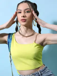 Tokyo Talkies One Shoulder Fitted Crop Top