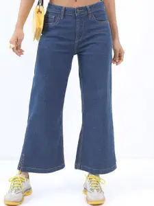 Tokyo Talkies Women Wide Leg Flared Mid Rise stretchable Jeans