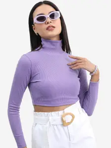 Tokyo Talkies High Neck Cotton Crop Top