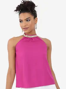 Tokyo Talkies Halter Neck Embellished Sequinned Top