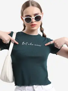 Tokyo Talkies Typography Printed Round Neck Regular Top