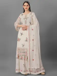 Angroop Floral Embroidered Semi-Stitched Dress Material