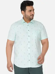 John Pride Plus Size Conversational Printed Short Sleeves Cotton Casual Shirt