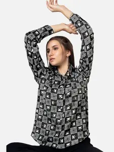 NEOFAA Geometric Printed Long Sleeves Casual Shirt