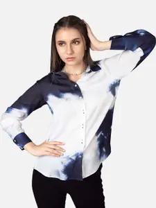 NEOFAA Abstract Printed Spread Collar Casual Shirt