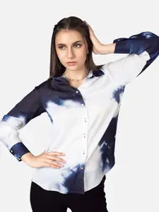 NEOFAA Tie And Dye Spread Collar Casual Shirt