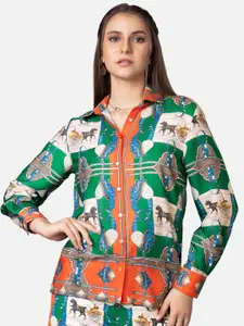 NEOFAA Ethnic Printed Opaque Casual Shirt