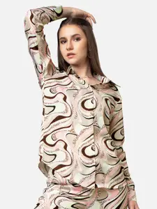 NEOFAA Abstract Printed Opaque Casual Shirt