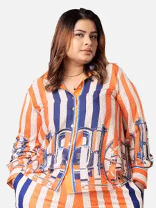 NEOFAA Vertical Striped Spread Collar Casual Shirt